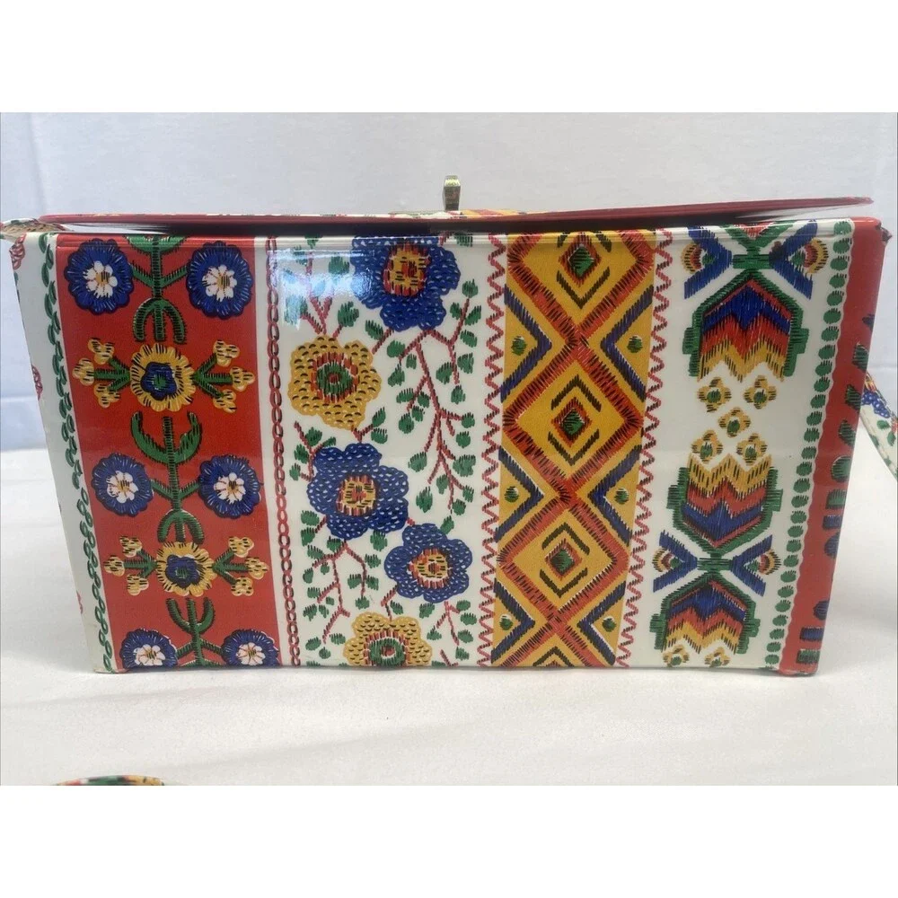 Vintage Boho Large Diaper Bag Patterned Box Retro Multicolor Crossbody Tote